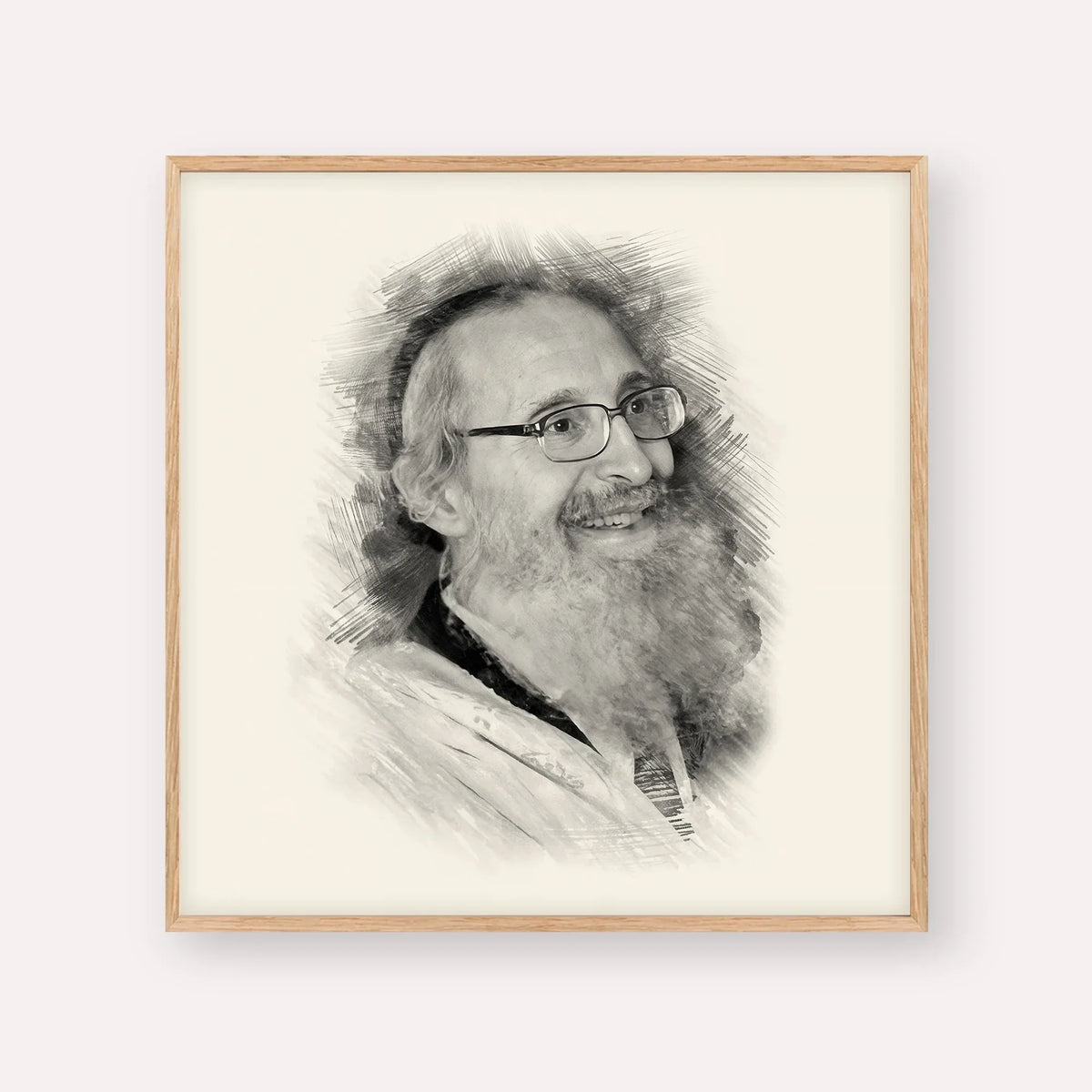 Rabbi Nosson Tzvi Finkel – Black & White – Wood Frame Square | Jewish Wall Art, Gedolim Pictures