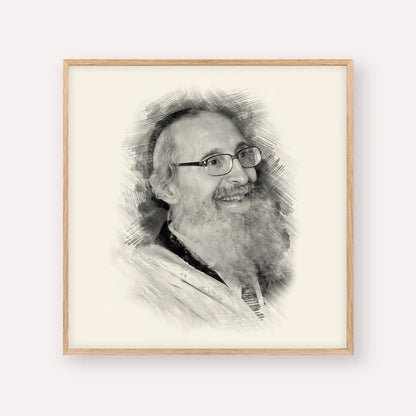 Rabbi Nosson Tzvi Finkel – Black & White – Wood Frame Square | Jewish Wall Art, Gedolim Pictures