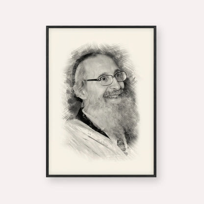 Rabbi Nosson Tzvi Finkel – Black & White – Black Frame Vertical | Jewish Wall Art, Gedolim Pictures