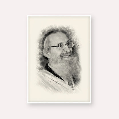 Rabbi Nosson Tzvi Finkel – Black & White – White Frame Vertical | Jewish Wall Art, Gedolim Pictures