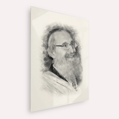 Rabbi Nosson Tzvi Finkel – Black & White – Acrylic Glass Vertical | Jewish Wall Art, Gedolim Pictures
