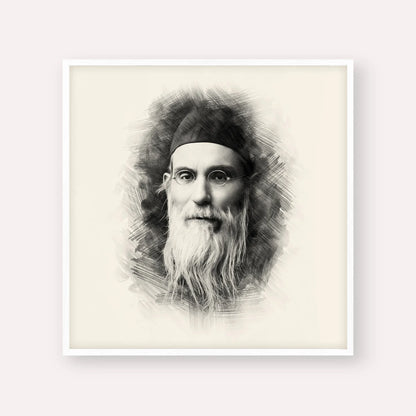 Rabbi Nosson Tzvi Finkel (Alter of Slabodka) – Black & White – White Frame Square | Jewish Wall Art, Gedolim Pictures