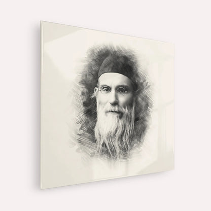 Rabbi Nosson Tzvi Finkel (Alter of Slabodka) – Black & White – Acrylic Glass Square | Jewish Wall Art, Gedolim Pictures