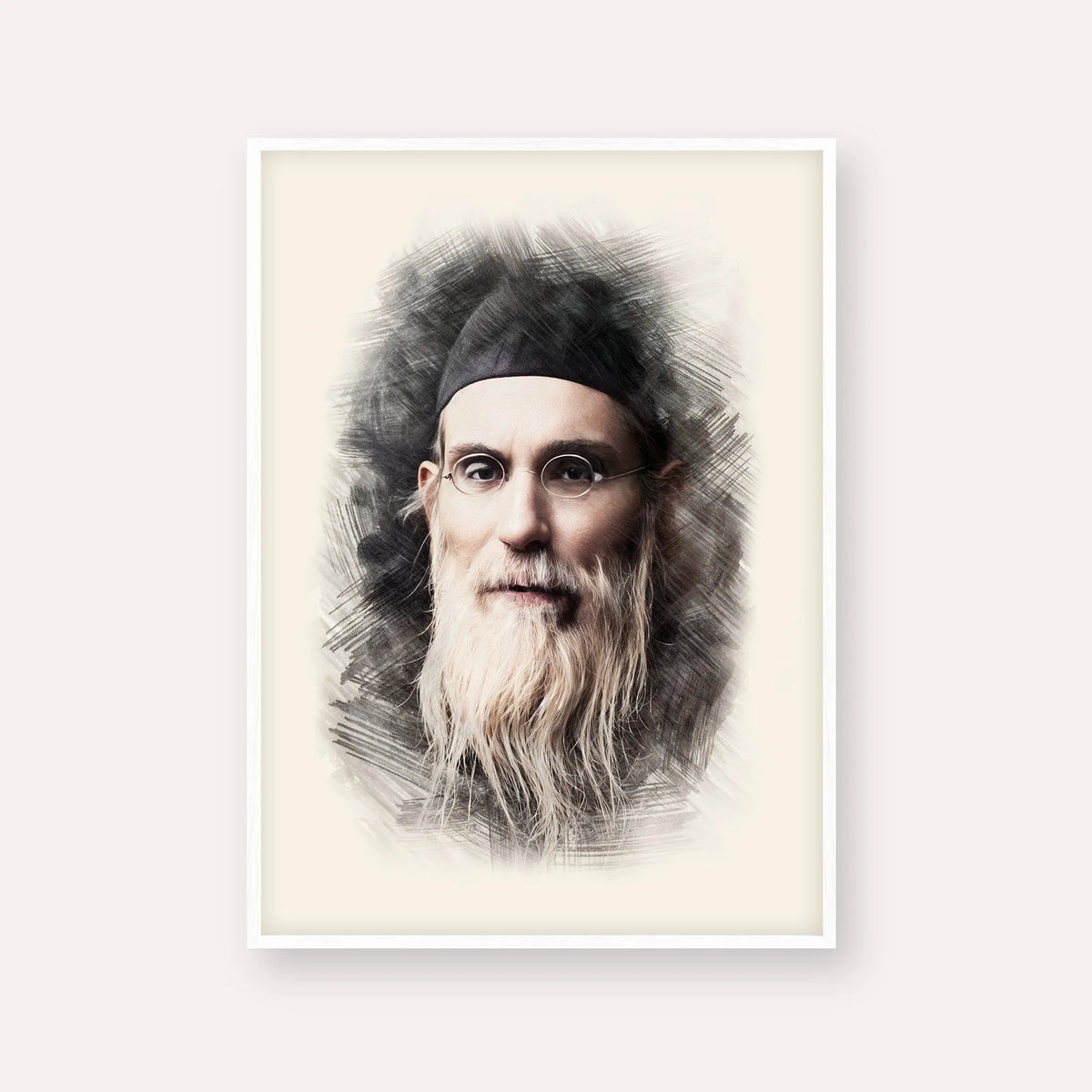 Rabbi Nosson Tzvi Finkel (Alter of Slabodka) – White Frame Vertical | Jewish Wall Art, Gedolim Pictures