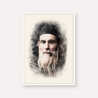 Rabbi Nosson Tzvi Finkel (Alter of Slabodka) – White Frame Vertical | Jewish Wall Art, Gedolim Pictures