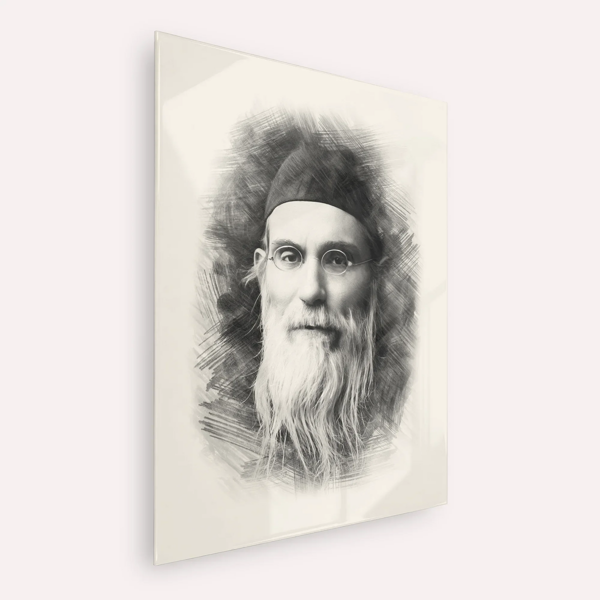 Rabbi Nosson Tzvi Finkel (Alter of Slabodka) – Black & White – Acrylic Glass Vertical | Jewish Wall Art, Gedolim Pictures