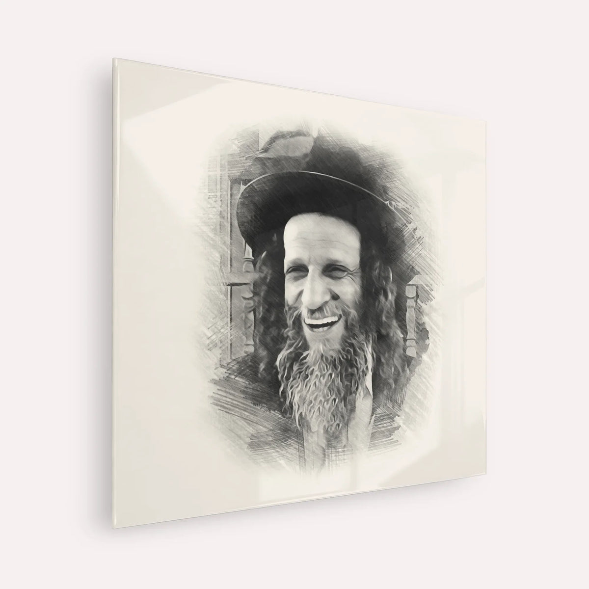 Rabbi Ofer Erez – Black & White – Acrylic Glass Square | Jewish Wall Art, Gedolim Pictures