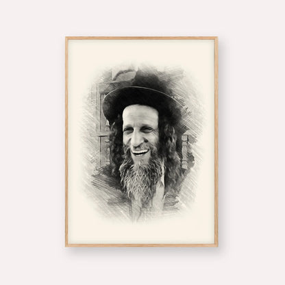 Rabbi Ofer Erez – Black & White – Wood Frame Vertical | Jewish Wall Art, Gedolim Pictures