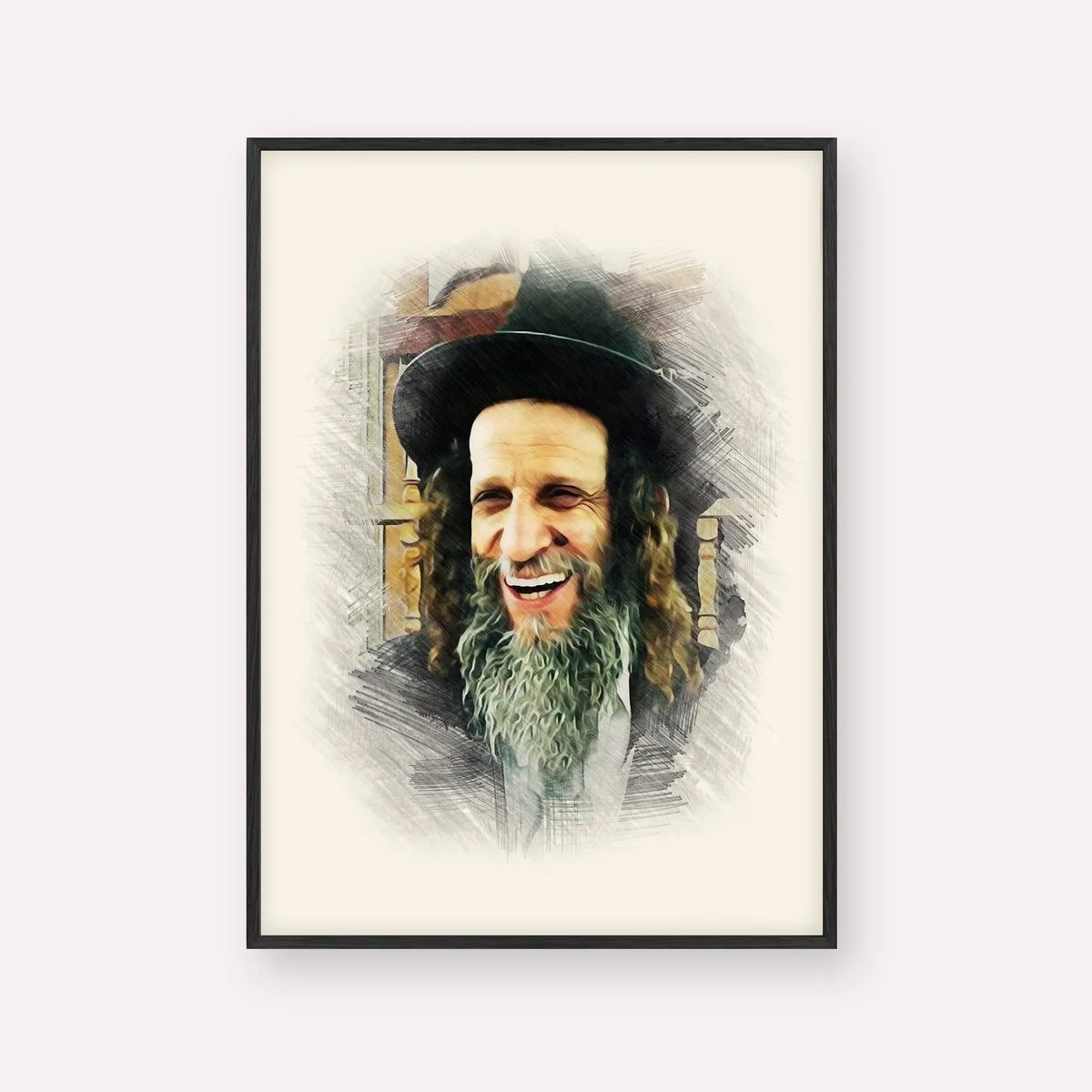 Rabbi Ofer Erez – Black Frame Vertical | Jewish Wall Art, Gedolim Pictures