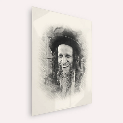 Rabbi Ofer Erez – Black & White – Acrylic Glass Vertical | Jewish Wall Art, Gedolim Pictures