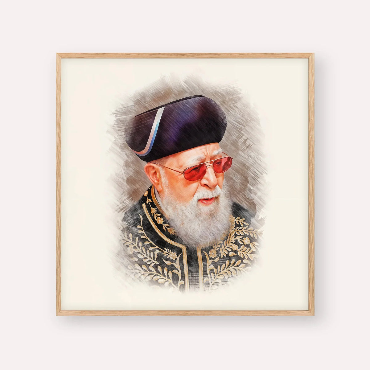 Rabbi Ovadia Yosef – Wood Frame Square | Jewish Wall Art, Gedolim Pictures