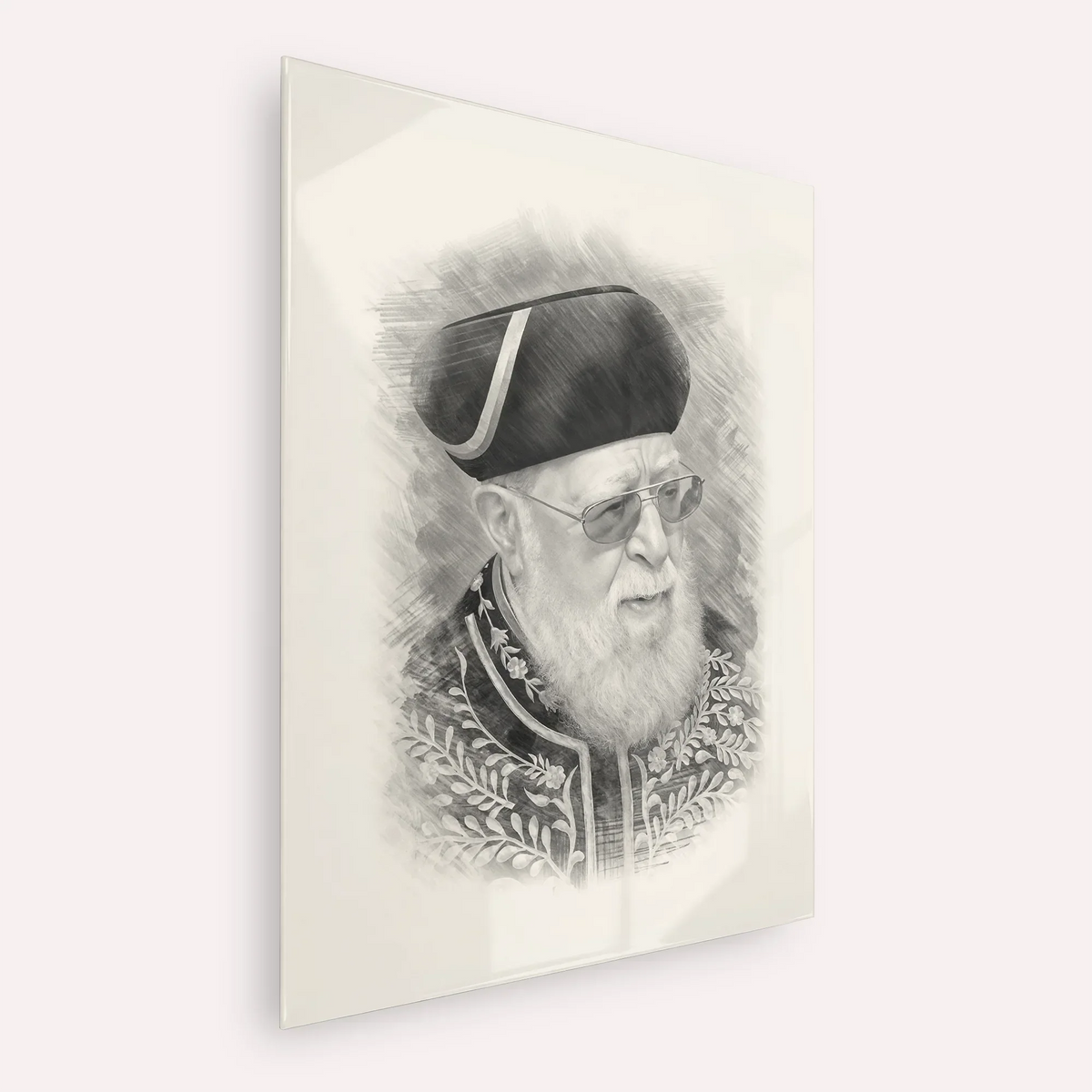 Rabbi Ovadia Yosef – Black & White – Acrylic Glass Vertical | Jewish Wall Art, Gedolim Pictures