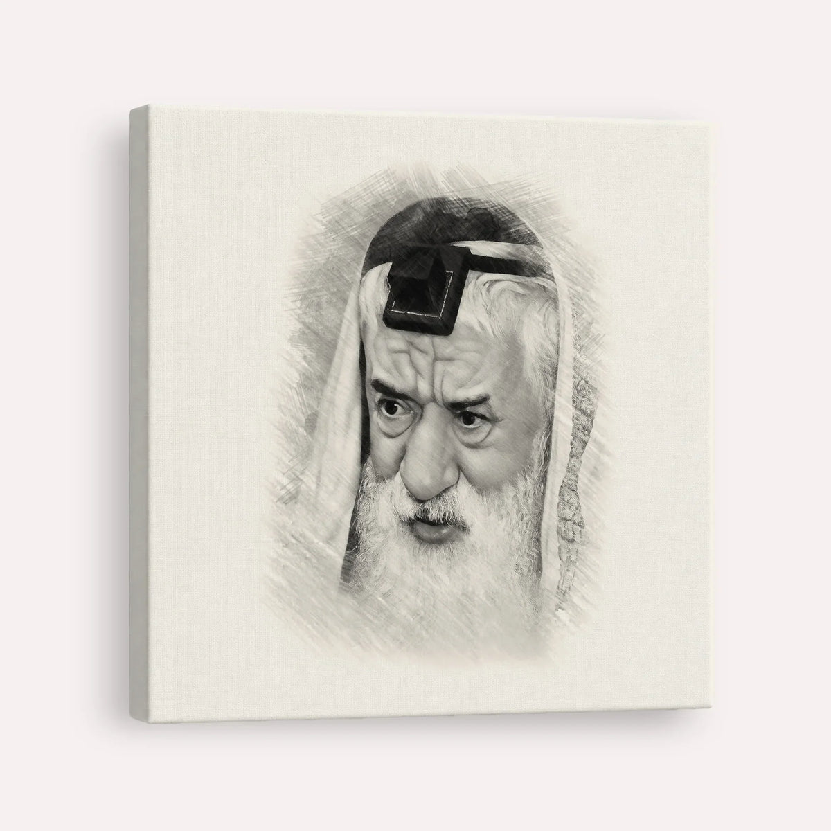 Rabbi Pinchas Hirschprung – Black & White – Canvas Square | Jewish Wall Art, Gedolim Pictures