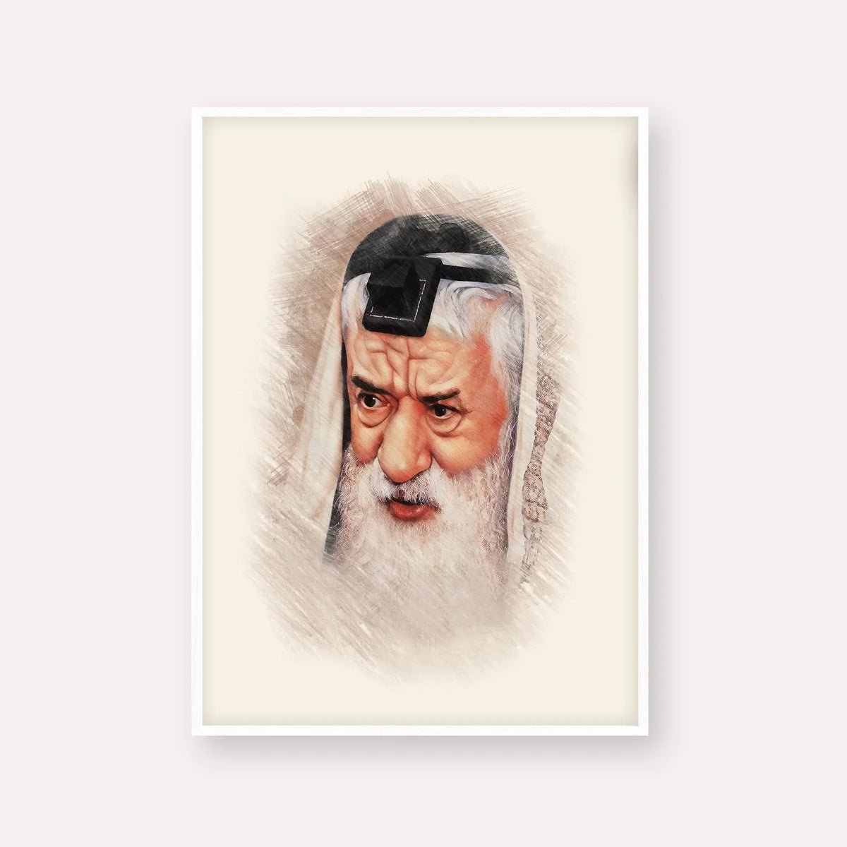 Rabbi Pinchas Hirschprung – White Frame Vertical | Jewish Wall Art, Gedolim Pictures
