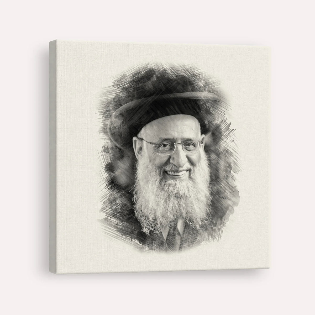 Rabbi Reuven Elbaz – Black & White – Canvas Square | Jewish Wall Art, Gedolim Pictures