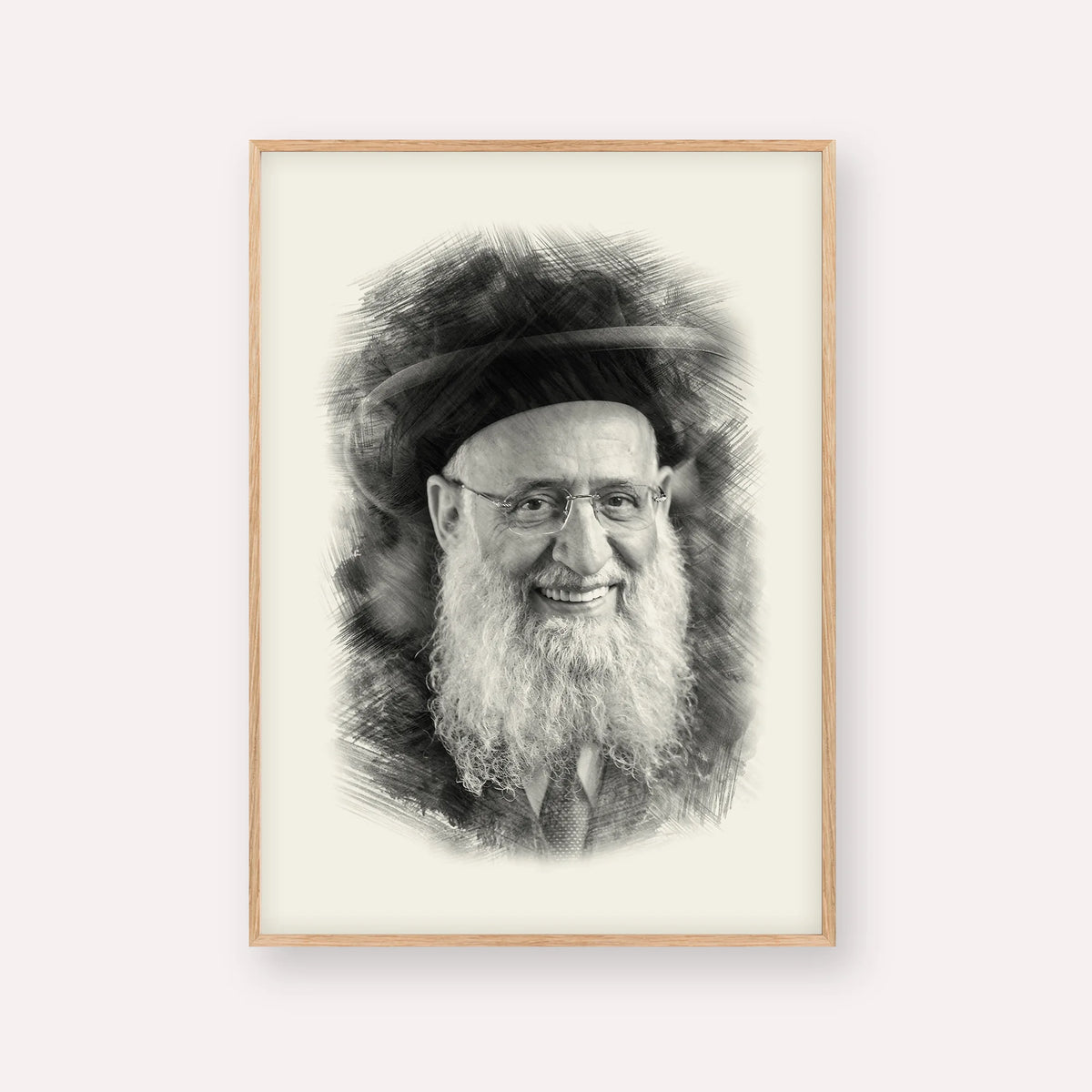 Rabbi Reuven Elbaz – Black & White – Wood Frame Vertical | Jewish Wall Art, Gedolim Pictures