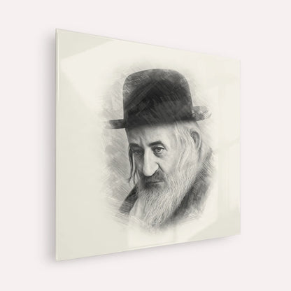 Rabbi Shaya'la of Kerestir – Black & White – Acrylic Glass Square | Jewish Wall Art, Gedolim Pictures