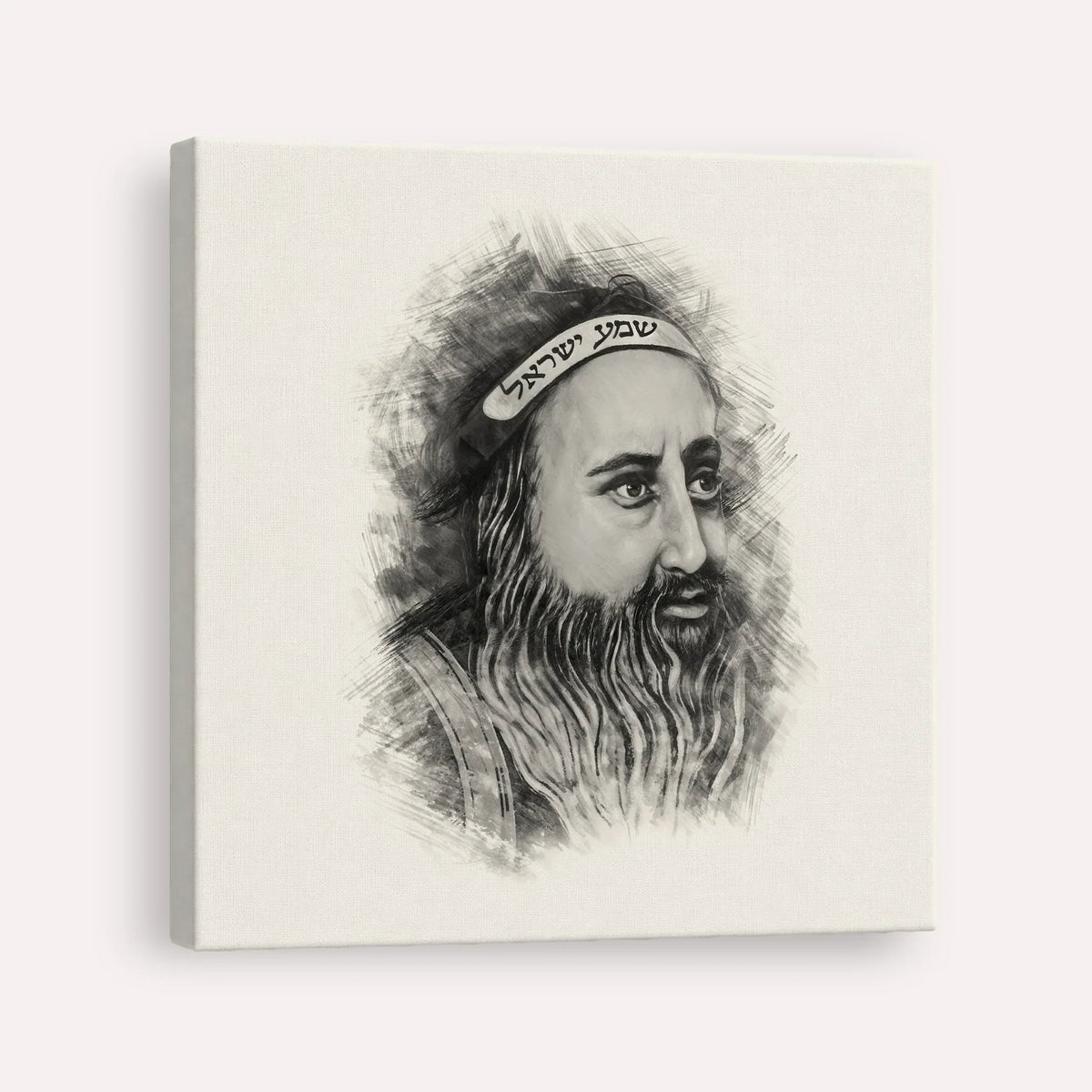 Rabbi Shimon Bar Yochai – Black & White – Canvas Square | Jewish Wall Art, Gedolim Pictures