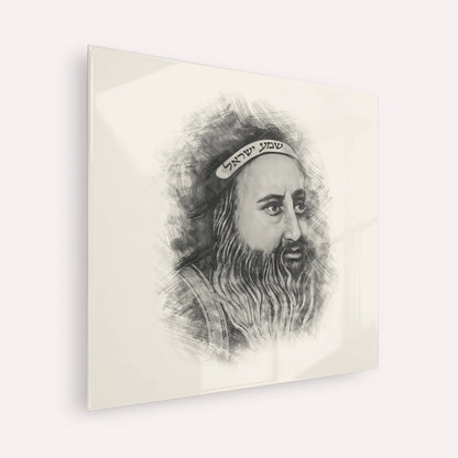 Rabbi Shimon Bar Yochai – Black & White – Acrylic Glass Square | Jewish Wall Art, Gedolim Pictures