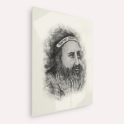 Rabbi Shimon Bar Yochai – Black & White – Acrylic Glass Vertical | Jewish Wall Art, Gedolim Pictures