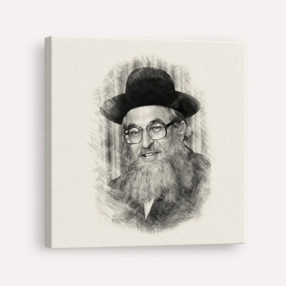 Rabbi Shimshon Dovid Pincus – Black & White – Canvas Square | Jewish Wall Art, Gedolim Pictures
