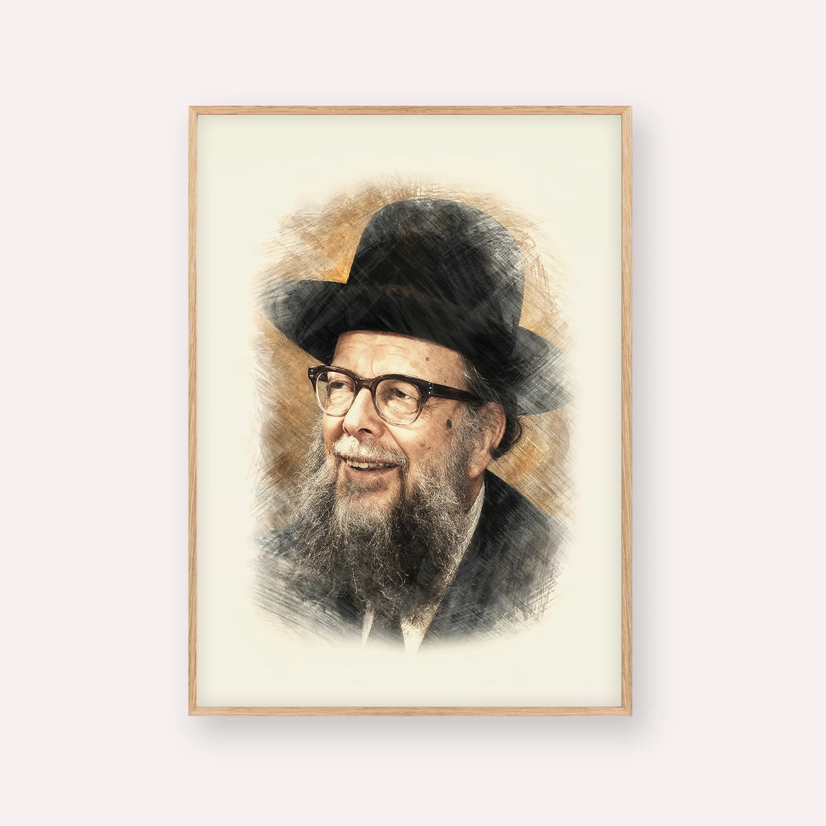 Rabbi Shlomo Wolbe – Wood Frame Vertical | Jewish Wall Art, Gedolim Pictures
