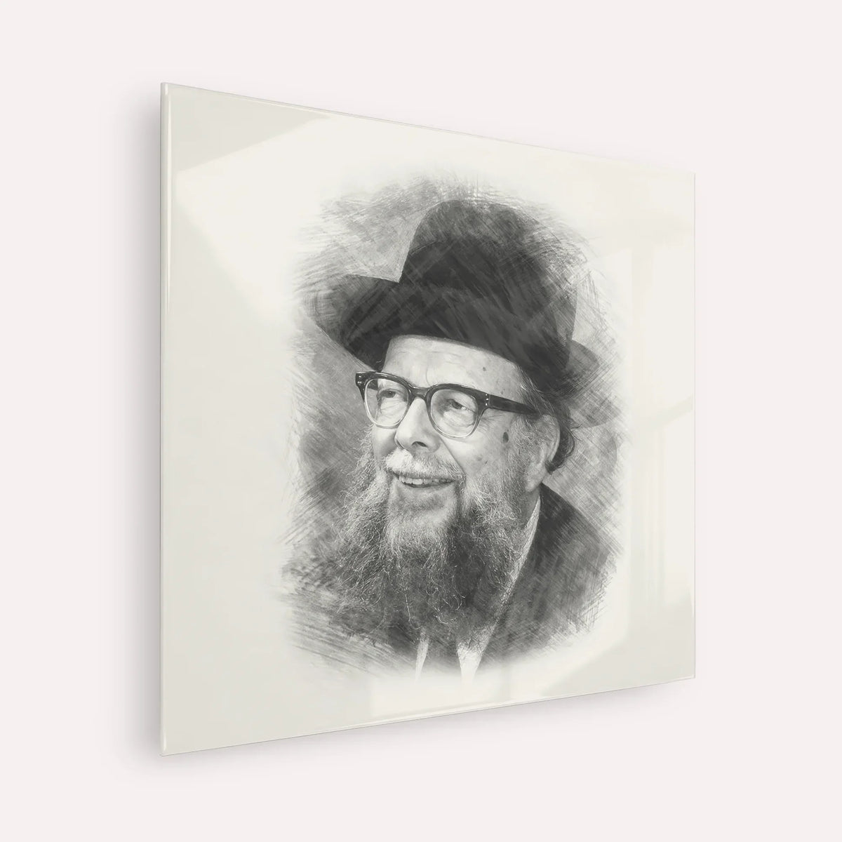 Rabbi Shlomo Wolbe – Black & White – Acrylic Glass Square | Jewish Wall Art, Gedolim Pictures