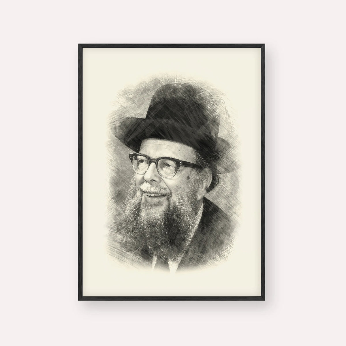 Rabbi Shlomo Wolbe – Black & White – Black Frame Vertical | Jewish Wall Art, Gedolim Pictures