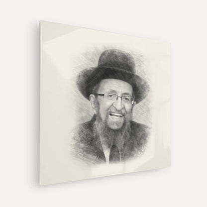 Rabbi Shmuel Kamenetsky – Black & White – Acrylic Glass Square | Jewish Wall Art, Gedolim Pictures