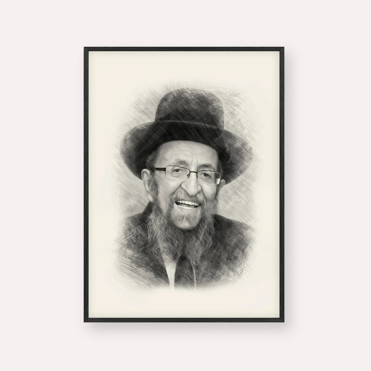 Rabbi Shmuel Kamenetsky – Black & White – Black Frame Vertical | Jewish Wall Art, Gedolim Pictures