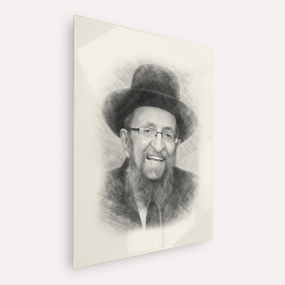 Rabbi Shmuel Kamenetsky – Black & White – Acrylic Glass Vertical | Jewish Wall Art, Gedolim Pictures