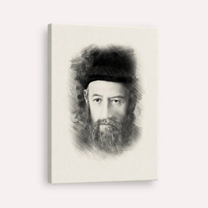 Rabbi Sholom Dovber Schneersohn – Black & White – Canvas Vertical | Jewish Wall Art, Gedolim Pictures