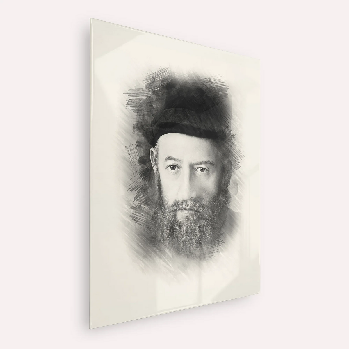 Rabbi Sholom Dovber Schneersohn – Black & White – Acrylic Glass Vertical | Jewish Wall Art, Gedolim Pictures