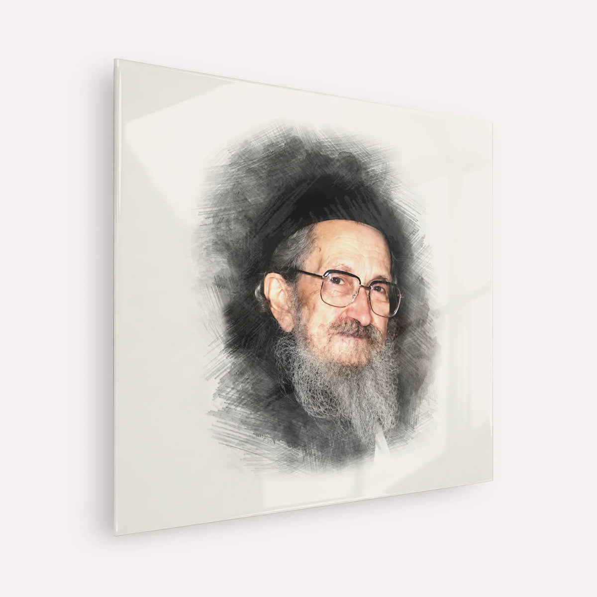 Rabbi Sholom Noach Berezovsky - Nesivos Shalom – Acrylic Glass Square | Jewish Wall Art, Gedolim Pictures