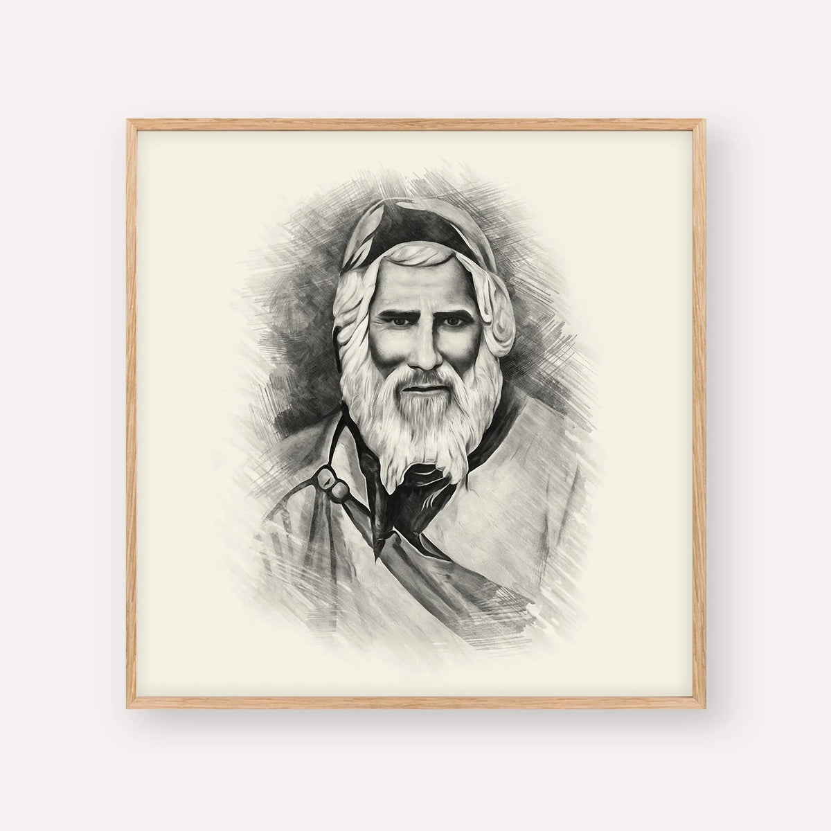 Rabbi Yaakob Abuhatzeira – Black & White – Wood Frame Square | Jewish Wall Art, Gedolim Pictures
