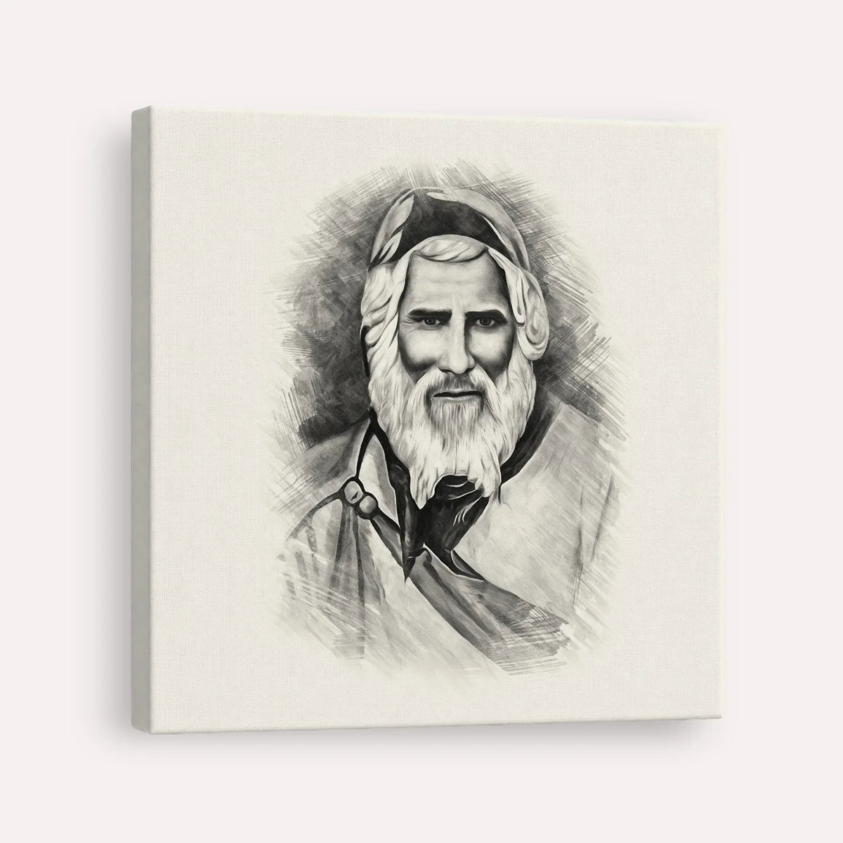Rabbi Yaakob Abuhatzeira – Black & White – Canvas Square | Jewish Wall Art, Gedolim Pictures