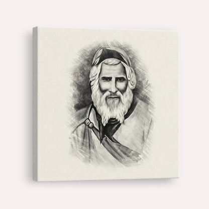 Rabbi Yaakob Abuhatzeira – Black & White – Canvas Square | Jewish Wall Art, Gedolim Pictures