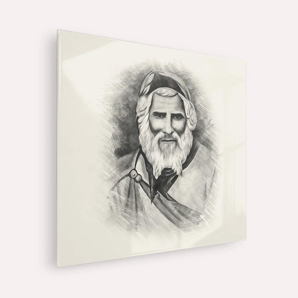 Rabbi Yaakob Abuhatzeira – Black & White – Acrylic Glass Square | Jewish Wall Art, Gedolim Pictures