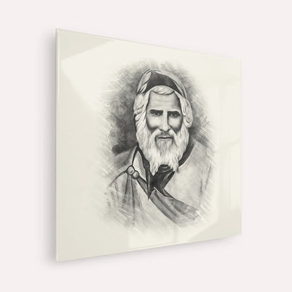 Rabbi Yaakob Abuhatzeira – Black & White – Acrylic Glass Square | Jewish Wall Art, Gedolim Pictures