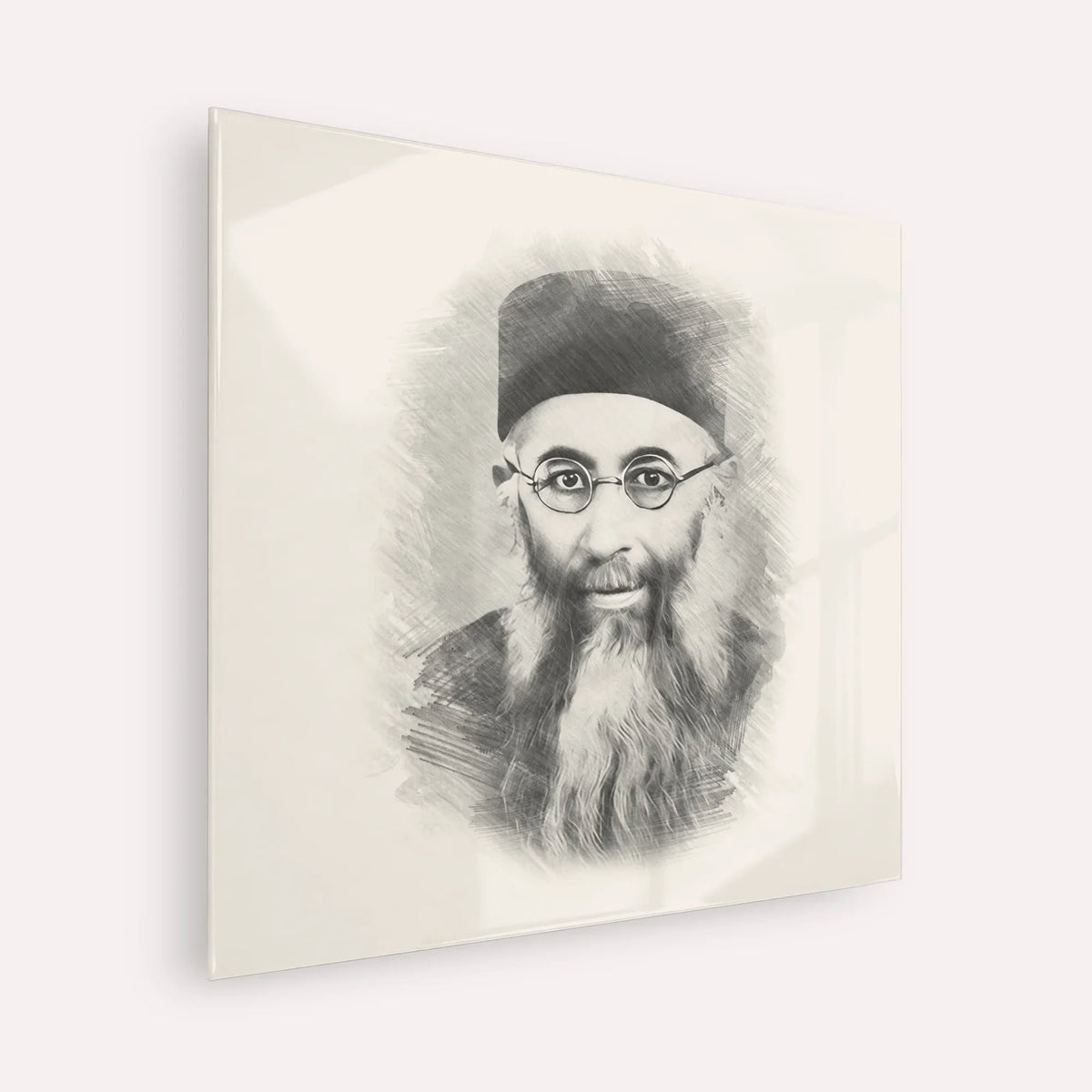 Rabbi Yaakov Ades – Black & White – Acrylic Glass Square | Jewish Wall Art, Gedolim Pictures