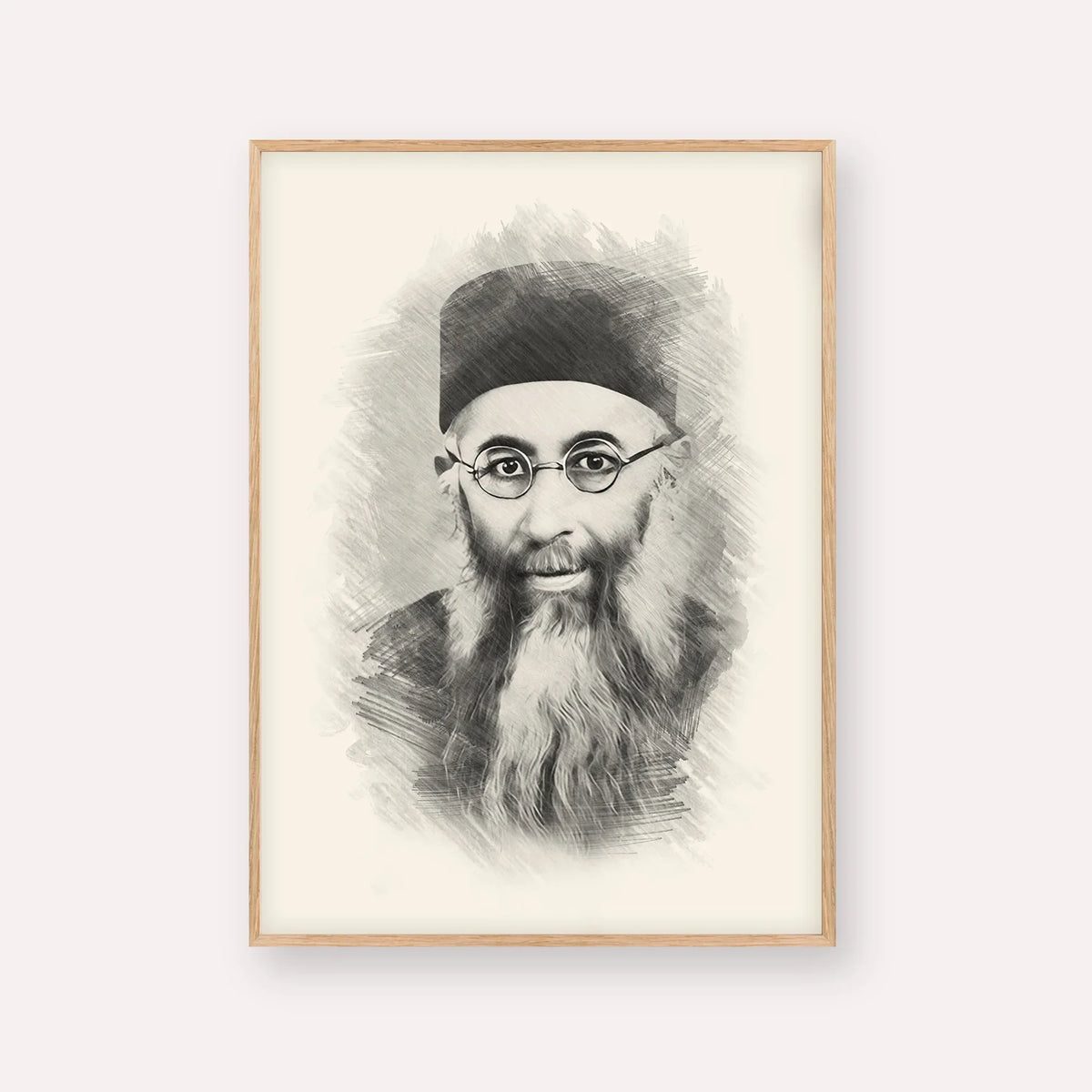 Rabbi Yaakov Ades – Black & White – Wood Frame Vertical | Jewish Wall Art, Gedolim Pictures