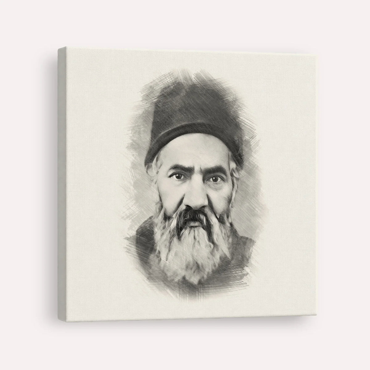Rabbi Yaakov Chaim Sofer (Kaf Hachaim) – Black & White – Canvas Square | Jewish Wall Art, Gedolim Pictures