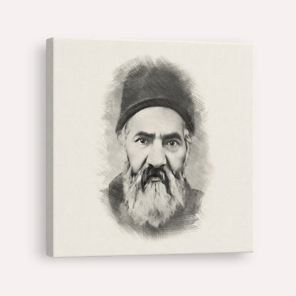 Rabbi Yaakov Chaim Sofer (Kaf Hachaim) – Black & White – Canvas Square | Jewish Wall Art, Gedolim Pictures