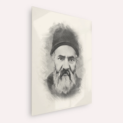 Rabbi Yaakov Chaim Sofer (Kaf Hachaim) – Black & White – Acrylic Glass Vertical | Jewish Wall Art, Gedolim Pictures