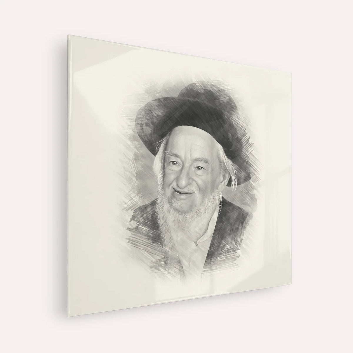 Rabbi Yaakov Galinsky – Black & White – Acrylic Glass Square | Jewish Wall Art, Gedolim Pictures