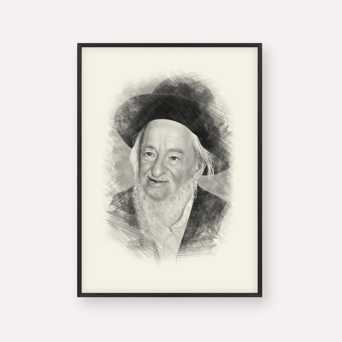 Rabbi Yaakov Galinsky – Black & White – Black Frame Vertical | Jewish Wall Art, Gedolim Pictures