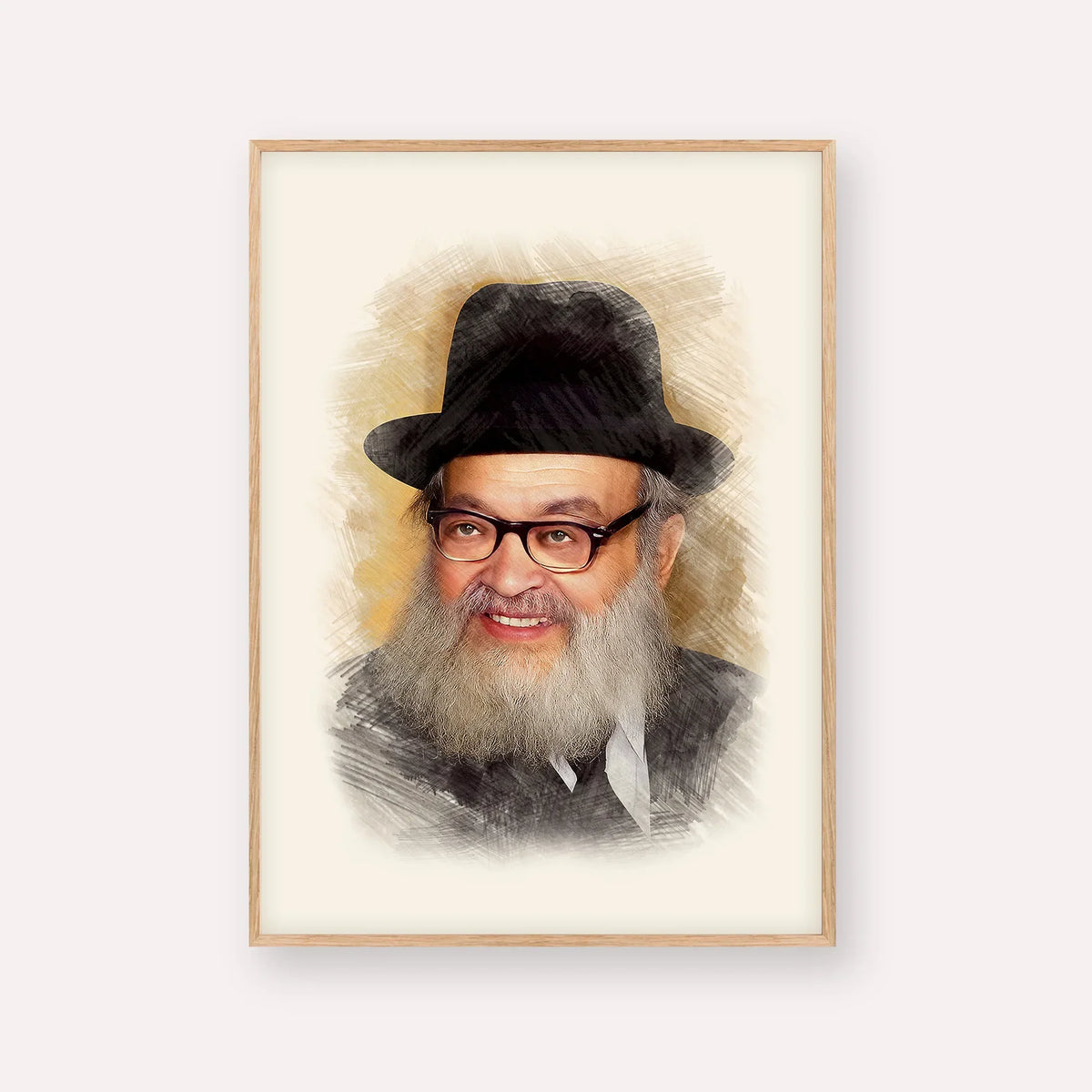 Rabbi Yaakov Kamenetsky – Wood Frame Vertical | Jewish Wall Art, Gedolim Pictures
