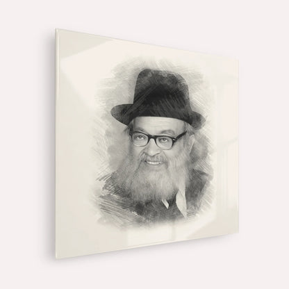 Rabbi Yaakov Kamenetsky – Black & White – Acrylic Glass Square | Jewish Wall Art, Gedolim Pictures