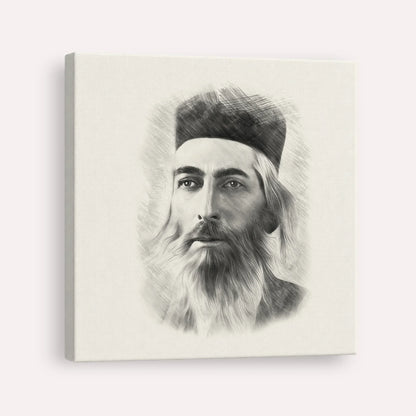 Rabbi Yaakov Yosef Herman – Black & White – Canvas Square | Jewish Wall Art, Gedolim Pictures