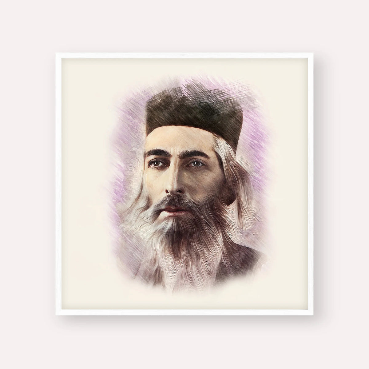 Rabbi Yaakov Yosef Herman – White Frame Square | Jewish Wall Art, Gedolim Pictures
